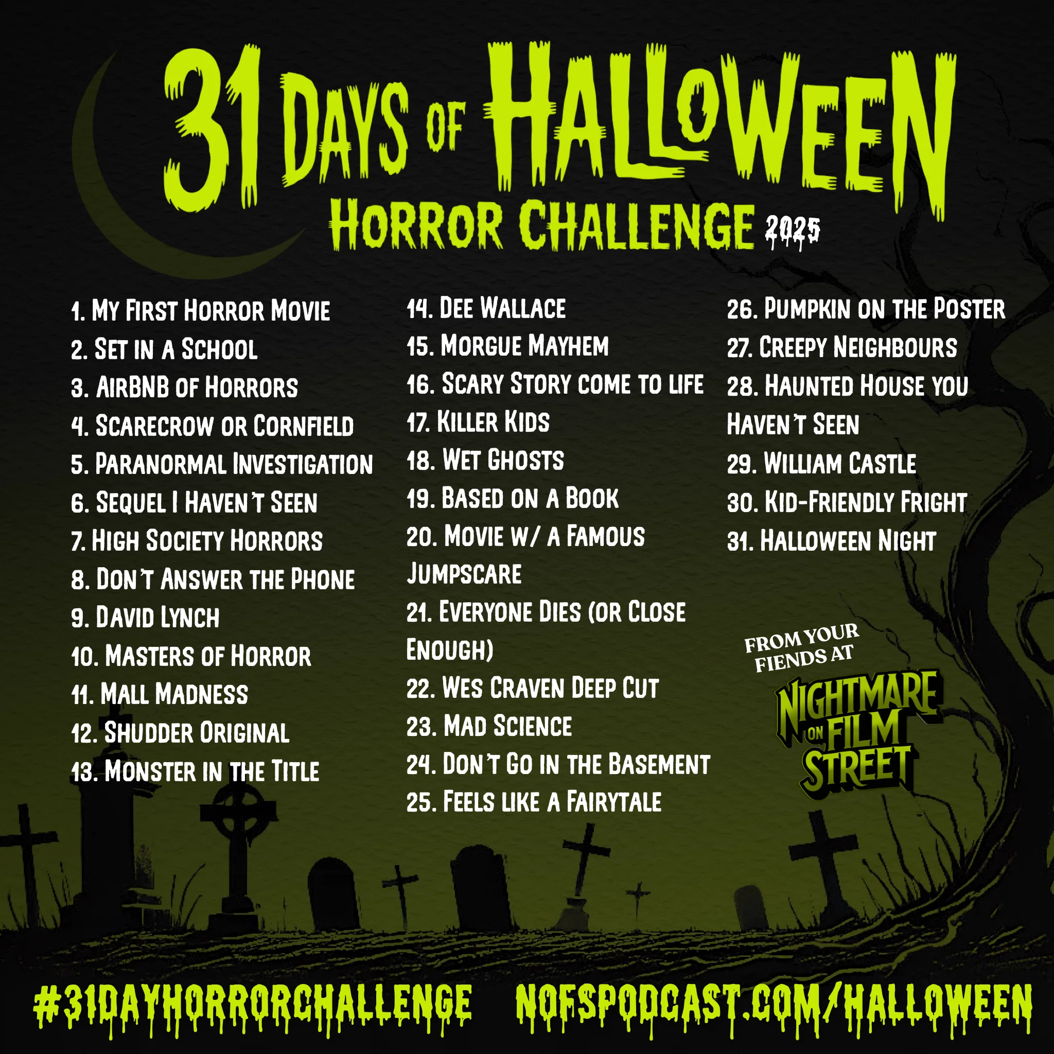 31 day horror challenge halloween movie marathon challenge nightmare on film street